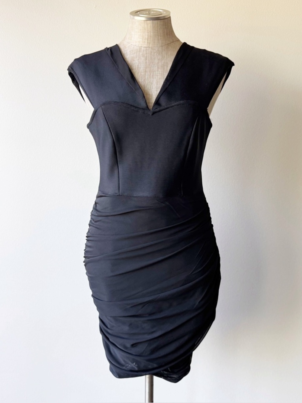 Elliatt Praise Black Bodycon Dress with Ruched Skirt